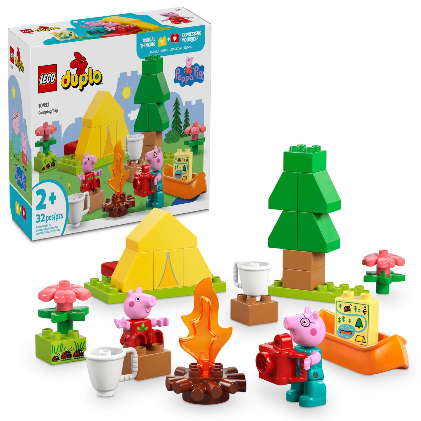 LEGO DUPLO Peppa Pig Camping Trip Toddler Learning Toy - Sensory Toy for Creative and Developmental Play - Fun Birthday Gift for Peppa Pig Fans, Kids