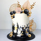 Boho Cake Topper Happy Birthday Cake Decorations with Balls Eucalyptus for Wedding Birthday Supplies (Black)