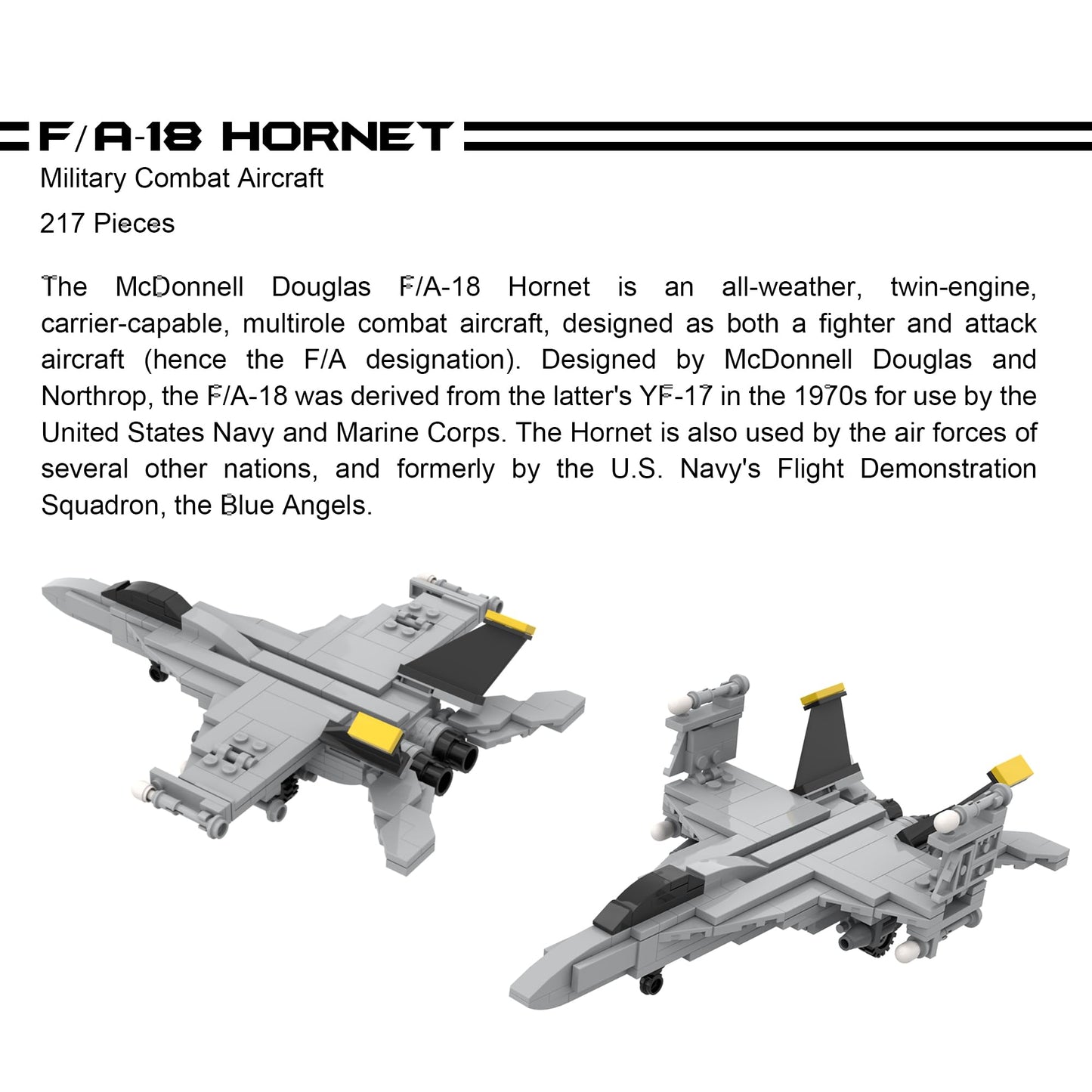 Apostrophe Games 5 Military Building Block Sets (730 Pieces) F/A-18 Hornet, F-14 Tomcat Fighter Jet, AH-64 Apache Helicopter, M2 Bradley Tank,