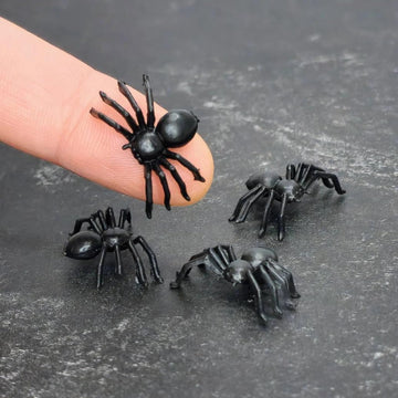 Miniature Black Spiders, Tiny Halloween Spiders, Mini for Halloween Miniatures Embellishments, Fake Bakes, Fairy Gardens, Dollhouse, Party Decors