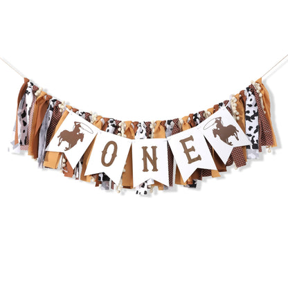 My First Rodeo High Chair Banner - Cowboy One Birthday Party Decorations