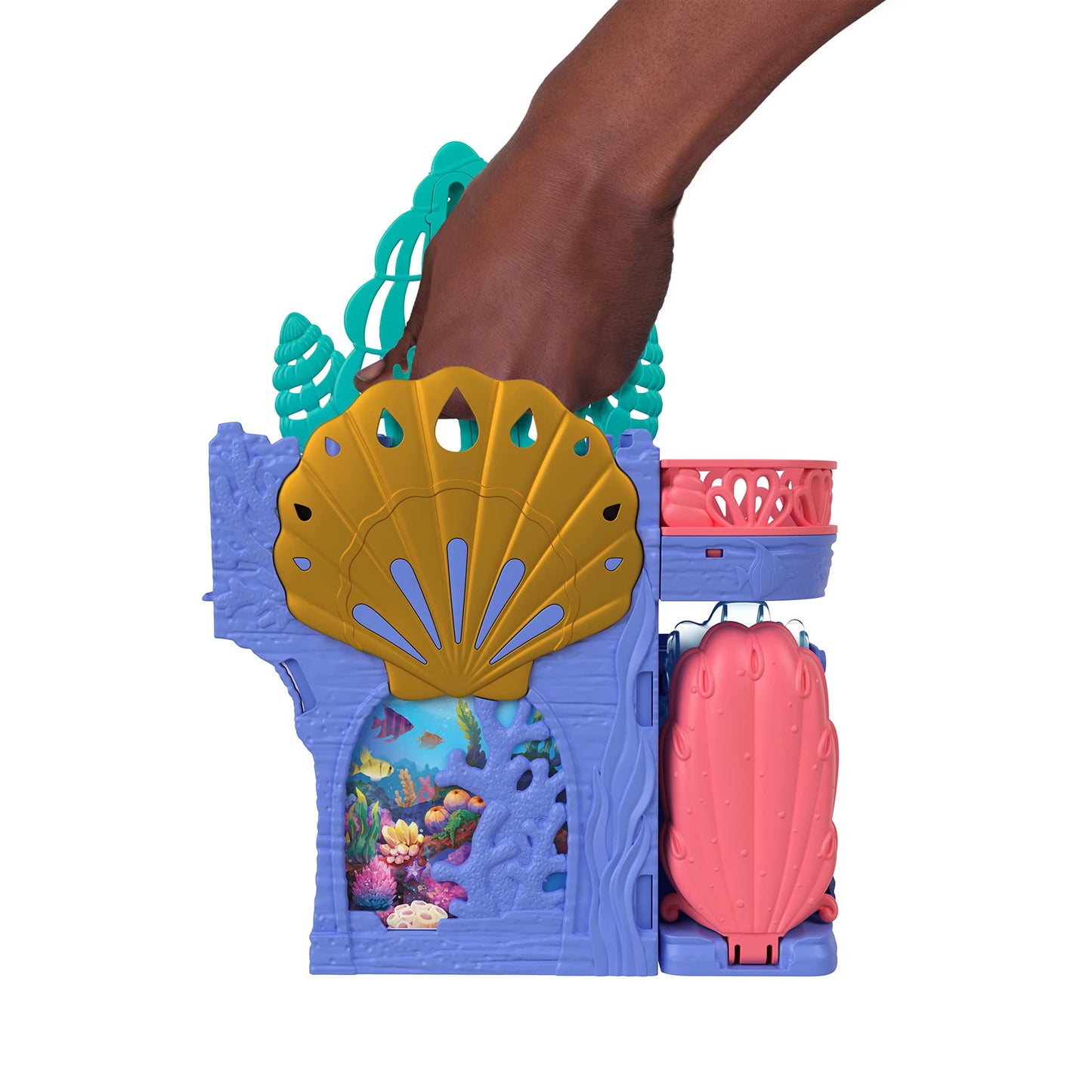 Mattel Disney The Little Mermaid Storytime Stackers Playset, Ariel’s Grotto Stackable Doll House with Small Doll & 10 Accessories