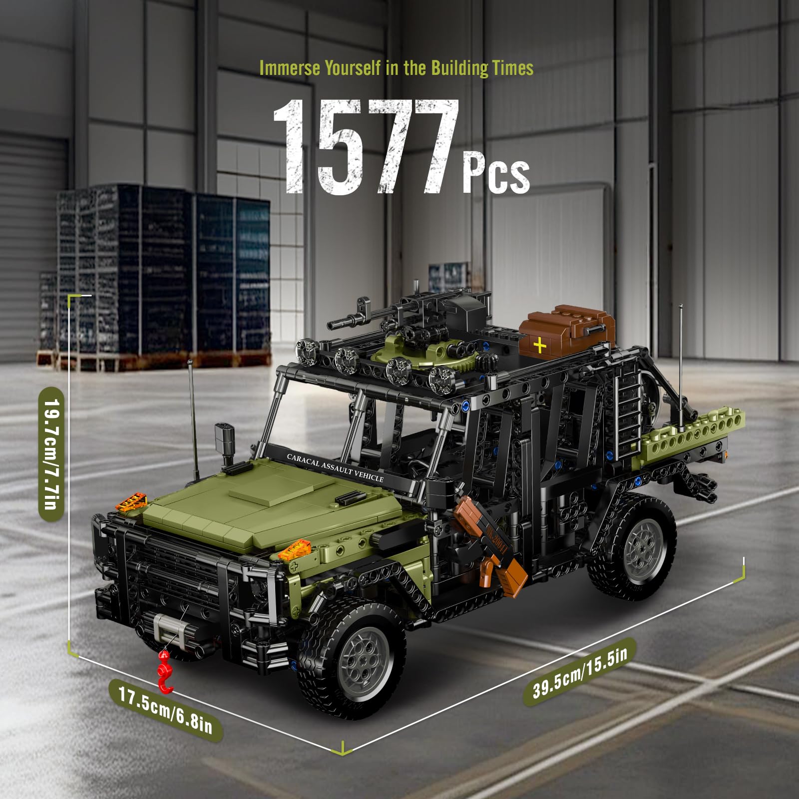 Mould King 20042 Military Truck Building Set, Buildable Toy, Off-Road Car with Romote Control, Collectible Army Model to Build and Display (1577