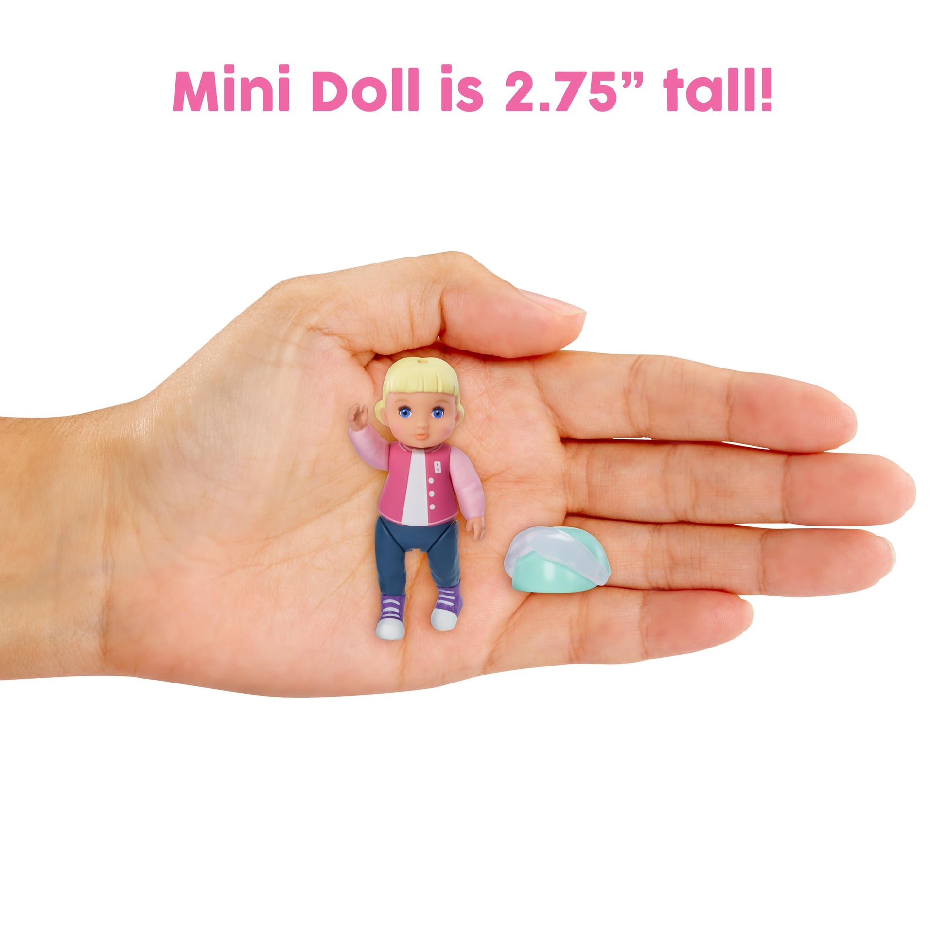 Baby Born MINIS Playset - Light Skin Tone Doll with Blue Eyes, Scooter & Helmet Accessory, Includes Reusable Carrying Case for On-The-Go Playtime