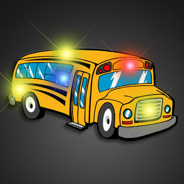 Light Up School Bus Flashing Blinking LED Body Light Lapel Pins (25-Pack)