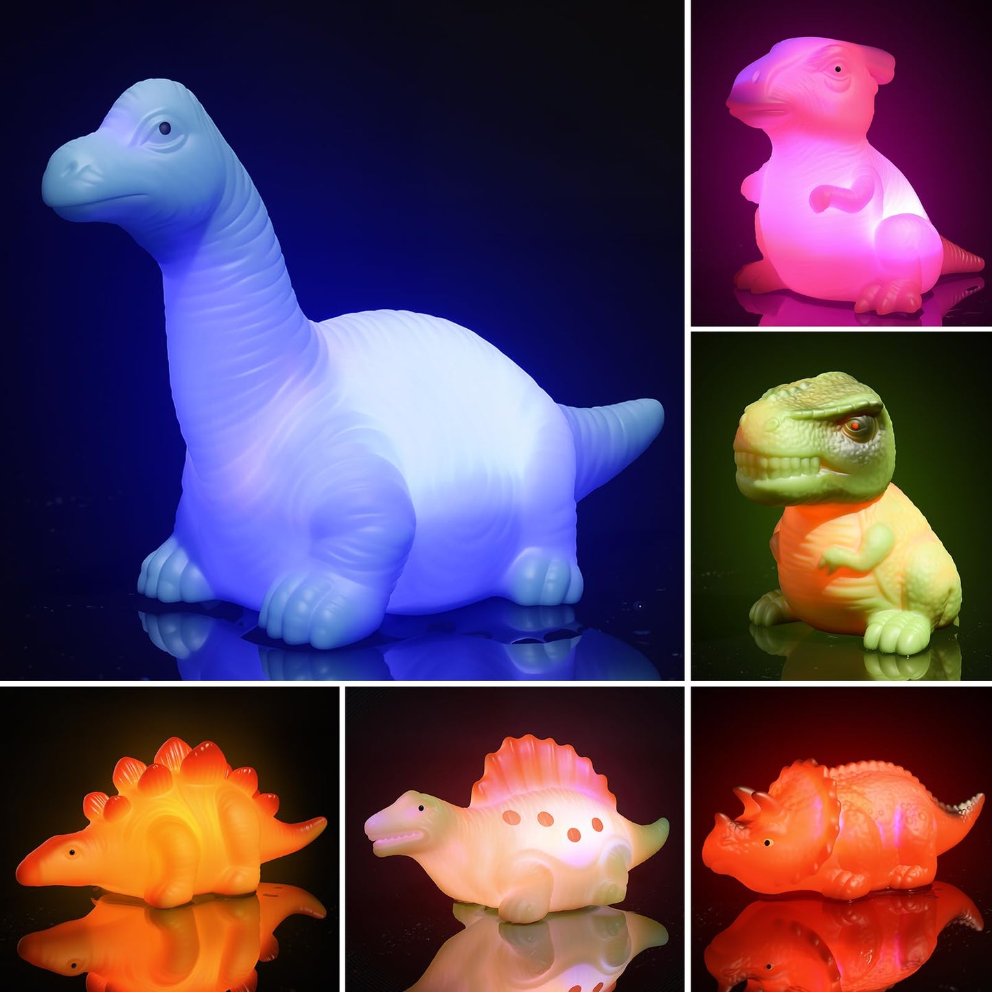 Baby Bath Toys for Toddlers 1-5, 6 Packs Light Up Floating Dinosaur Toys for Kids 1-5 Year Olds Boys Girls Halloween Xmas Birthday for Babies Age 1-5