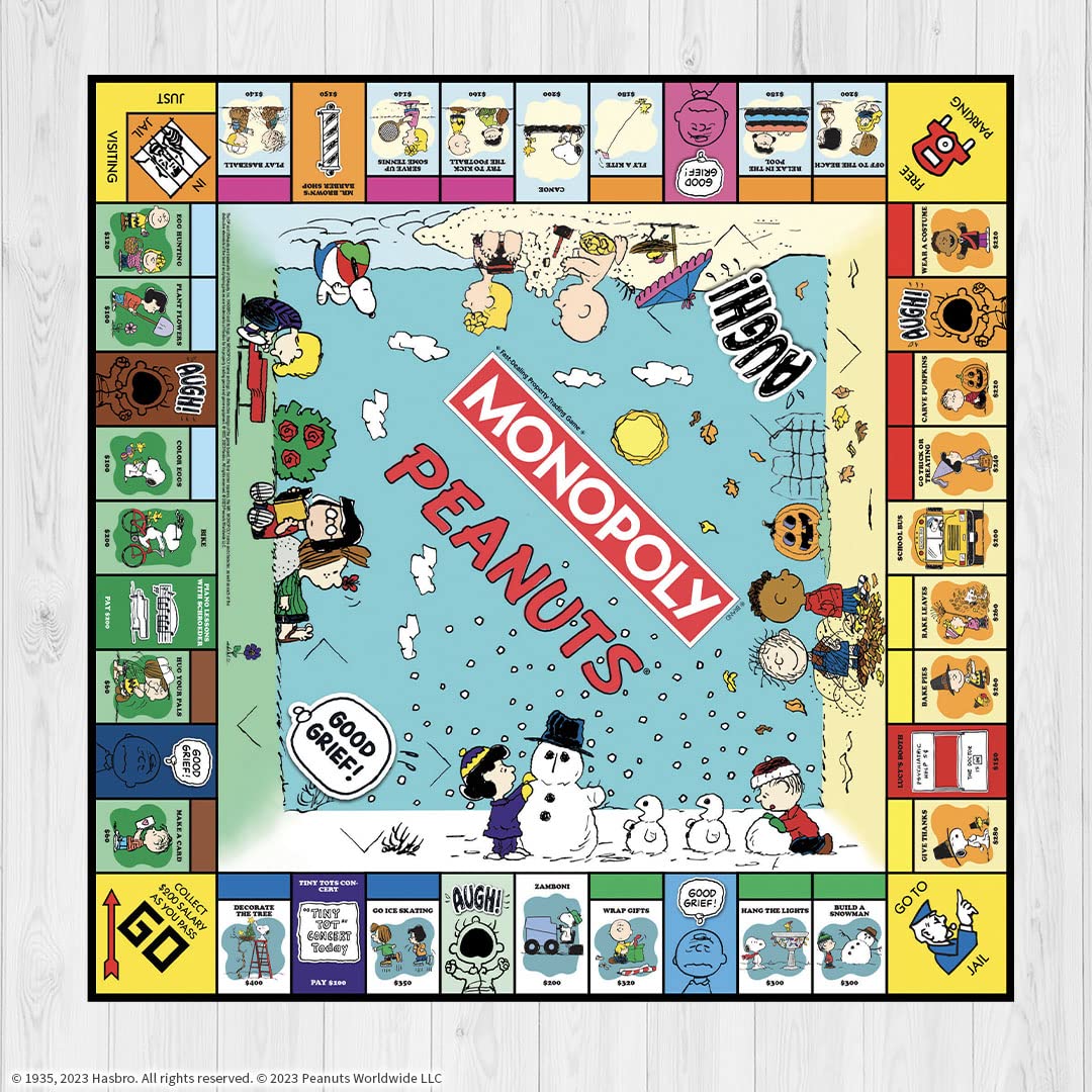 Monopoly Peanuts Board Game, Play as Snoopy on Sled, Baseball Cap, Kite Eating Tree & More, Officially Licensed and Collectible Monopoly Game Based On