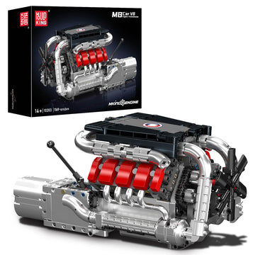 Mould King 10203 V8 Engine Building Blocks Sets, V8 Engine Model kit That Run, Build Your Own STEM Model Kit, Physical Science Experiment Model, Best