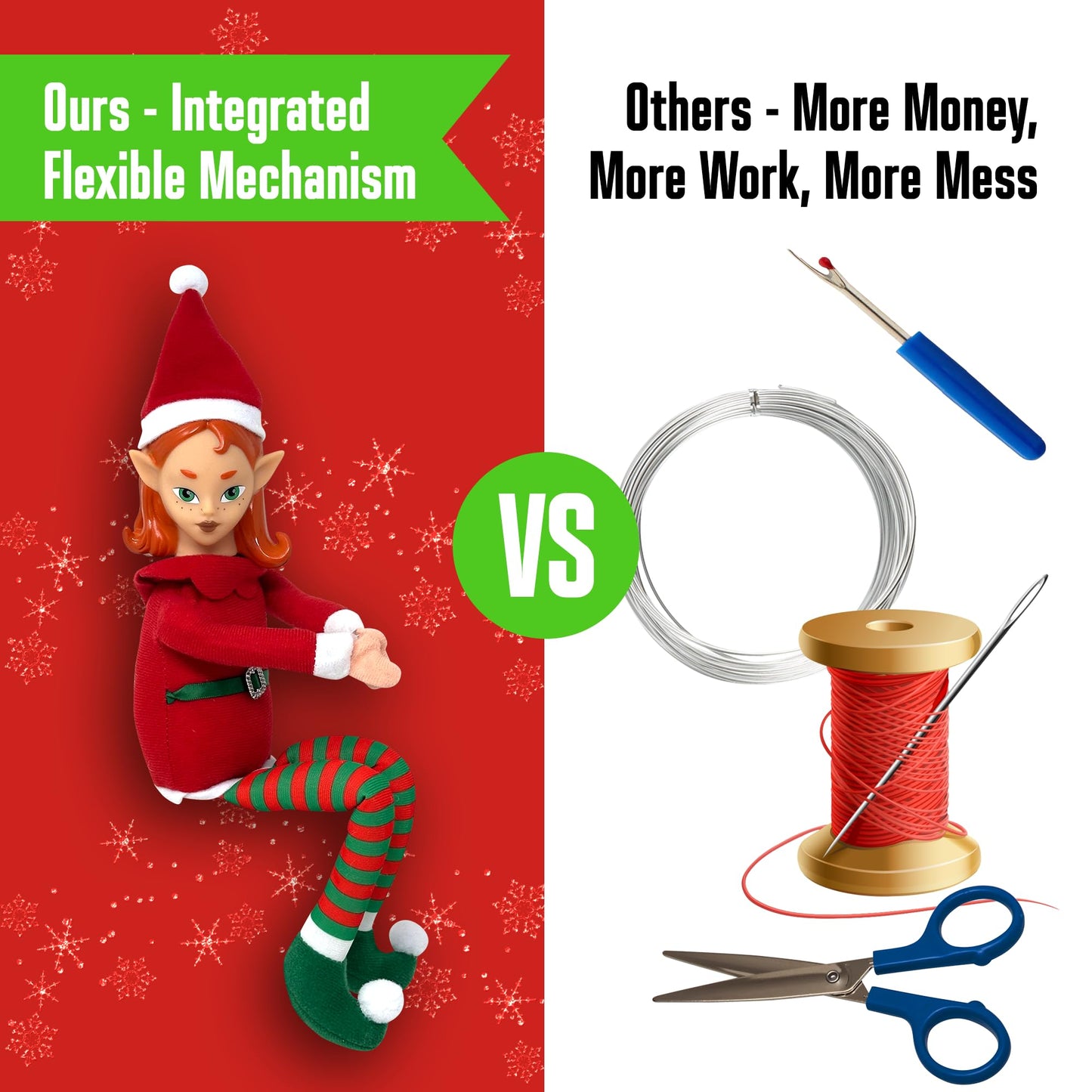 The Original Elf 12" Plush Christmas Elf Doll - Poseable Shelf Sitter with Flexible Dangling Legs - Perfect for Christmas Decorations, Toy Elf