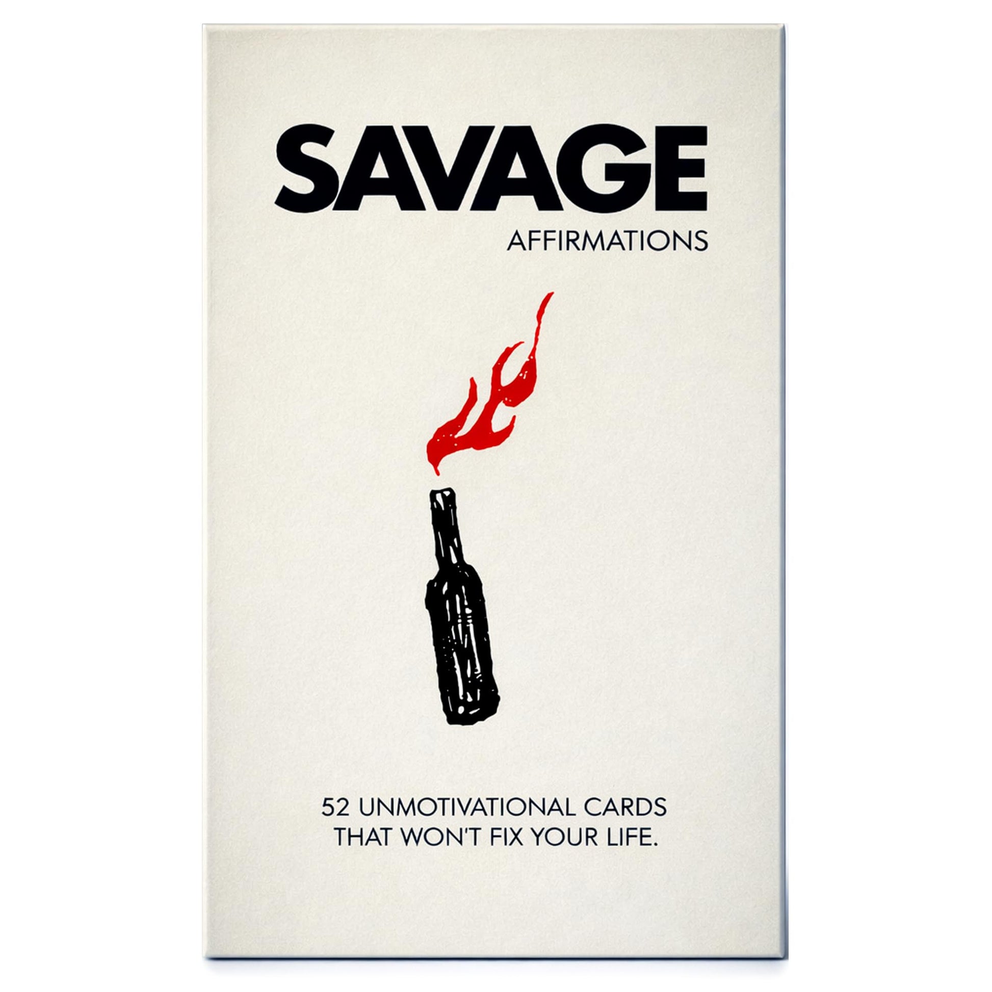 Siko Savage Affirmations | 52 Unmotivational Cards that Won’t Fix Your Life | Sarcastic Office Decor & White Elephant Gift for Adults | Anti Toxic