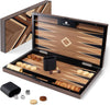 Wood Backgammon Set for Adults - 15 Inch Classic Board Game Case - Premium Folding Backgammon Set with Oversize Wooden Playing Pieces, Dices