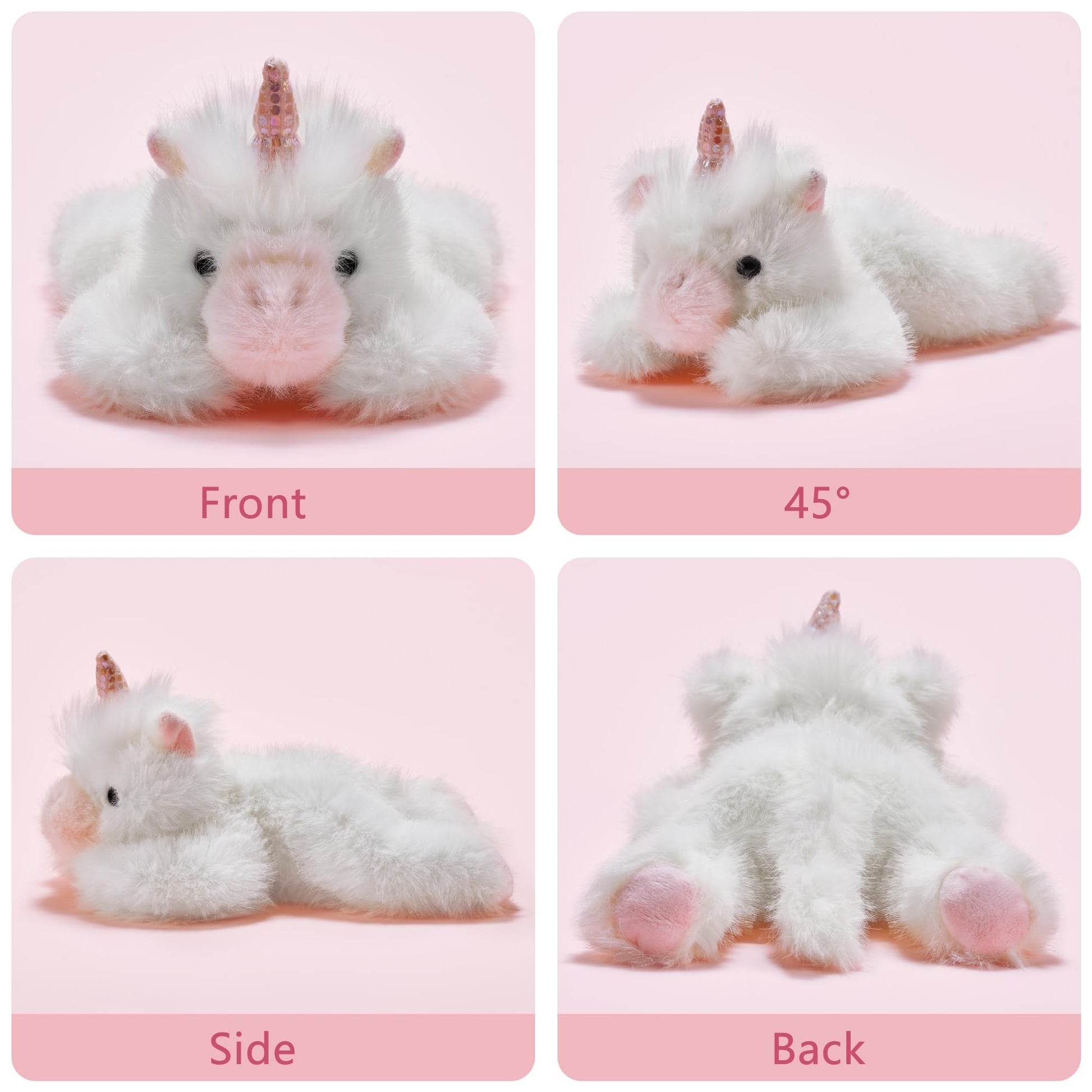 Niceup 7in Unicorn Matching Stuffed Animals for Little Girls Twins Sisters Unicorn Stuffy Weighted Plush Toys (Pink and White, 2-Pack)