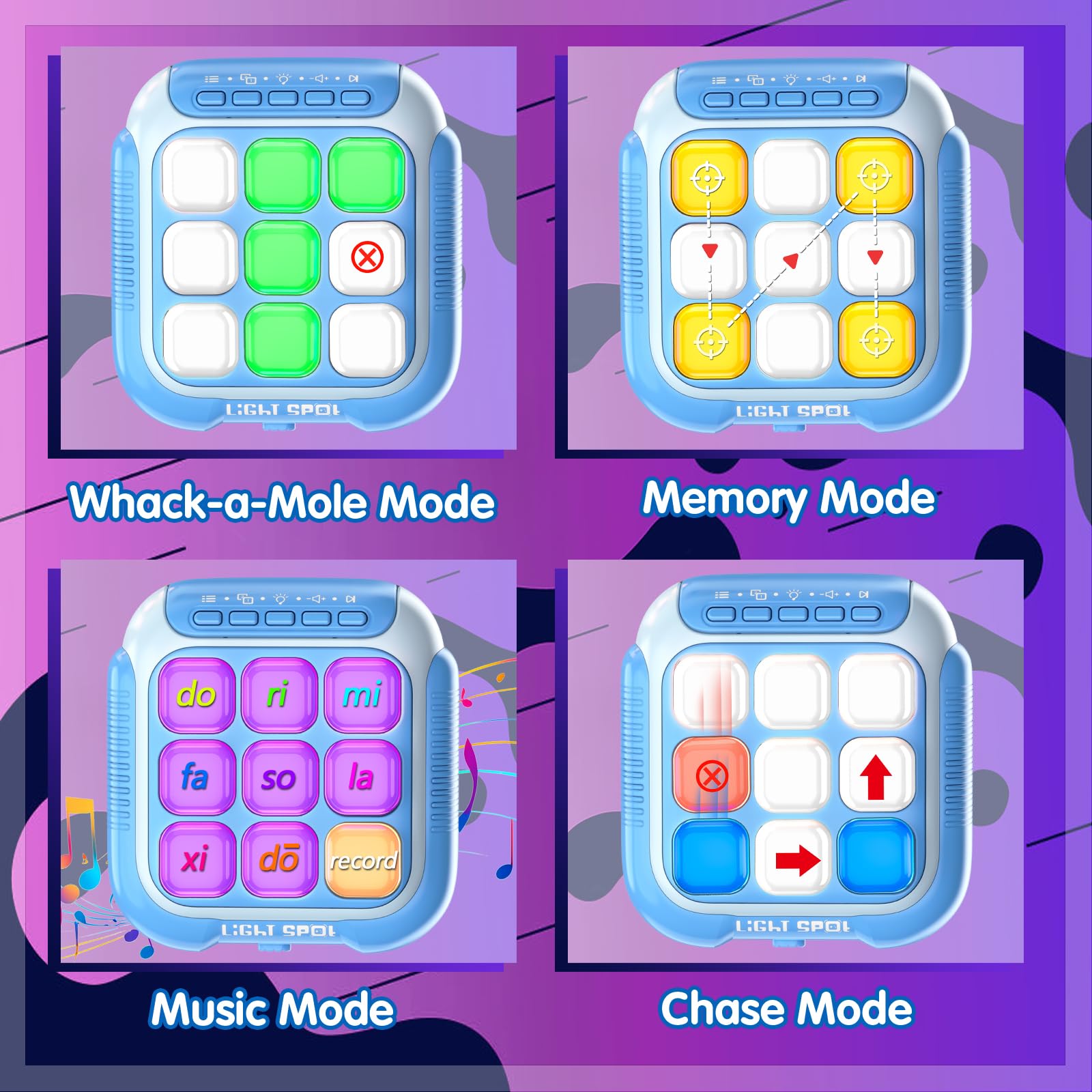 Hydrathy Tic Tac Toe Electronic Handheld Puzzle Game Console Fidget Toys w/ 7 Game Modes, Portable Fast and Fun Car Travel Press Games for Kids and