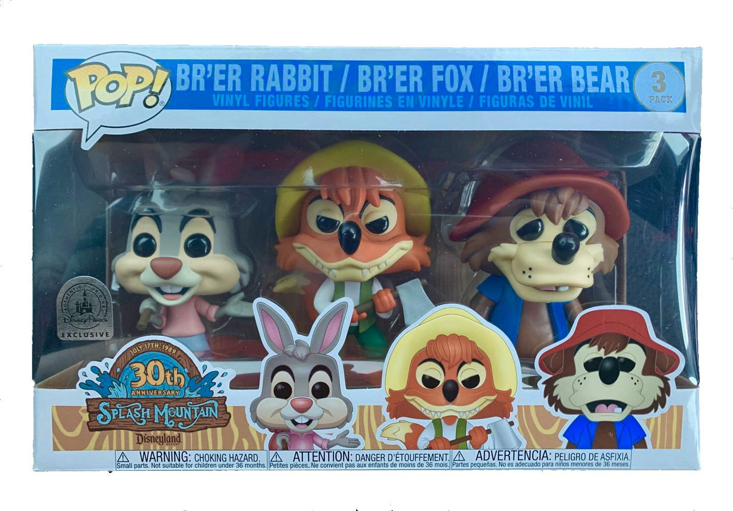 Funko Disney Parks Exclusive Pop Splash Mountain 3-Pack Br'er Rabbit, Fox, and Bear
