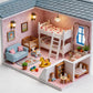 Z MAYABBO Wooden Dollhouse Furniture of Baby bunk Bed with Ladder for Miniature Dollhouse Accessories - 1/12 Scale