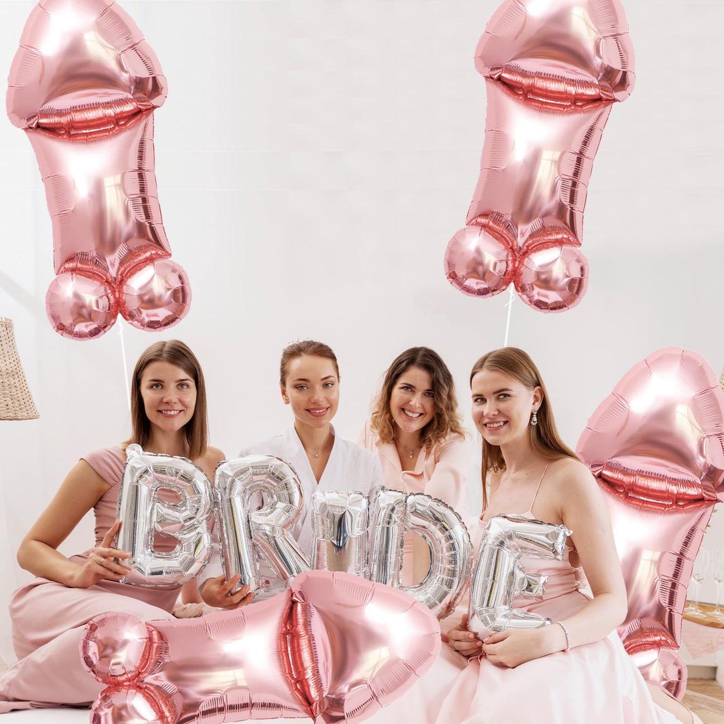 4 Pieces 40 Inch Giant Rose Gold Bachelorette Party Foil Balloons, Fun Naughty Mylar Balloons for Bridal Shower, Hen Night, Girls’ Night Out,
