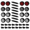 Wheels and Axles Sets Tires Building Kit, 56 Pcs Racing Tyre Normal/Narrow Compatible with Lego Wheels and Tires, Bulk Bricks Sets Education