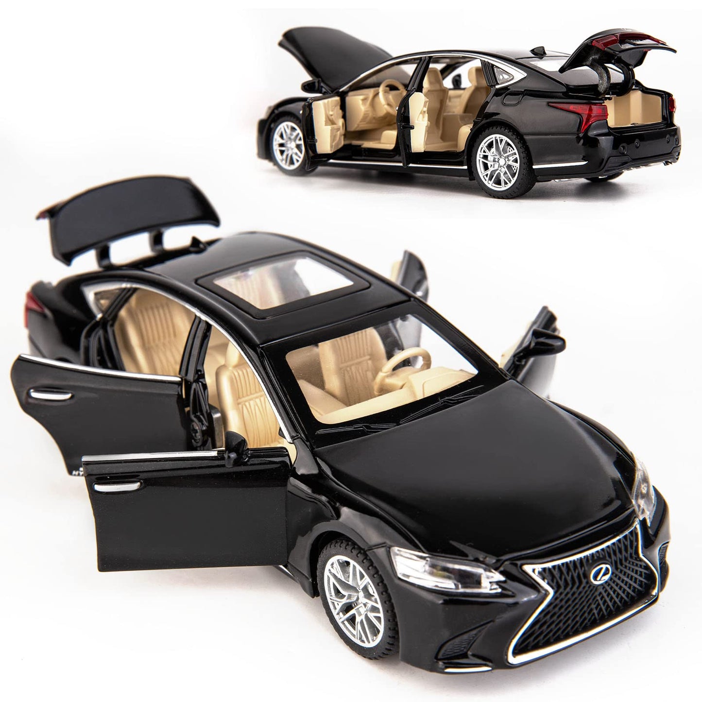BDTCTK 1/32 Compatible for Lexus Ls500h Model Car, Zinc Alloy Pull Back Toy car with Sound and Light for Kids Boy Girl Gift(Black)