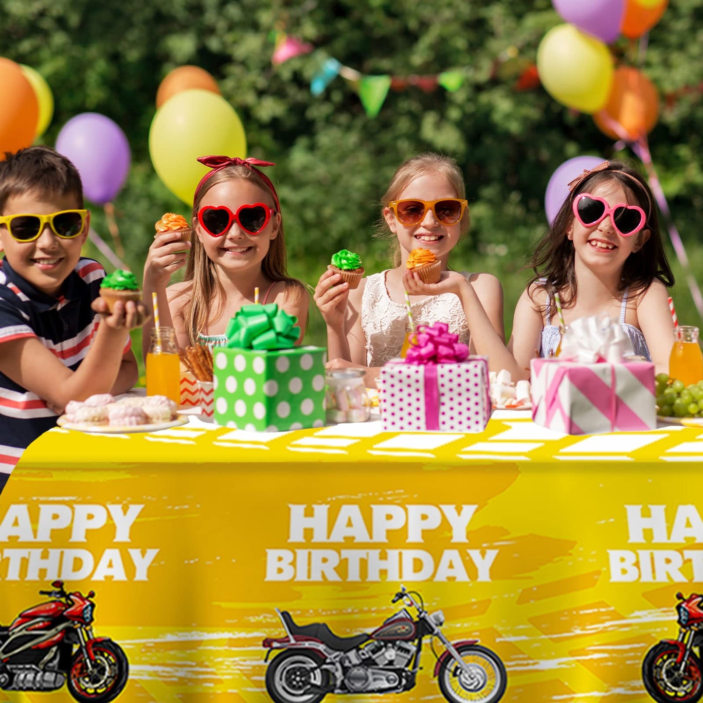 Motorcycle Happy Birthday Tablecloth Motorcycle Party Supplies Car Theme Boys Girls Yellow Birthday Party Supplies Party Picnic Camping Table Cover
