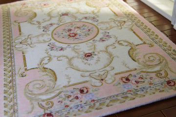 Beautiful Victorian Rose Floral Pink French Swirls Dollhouse Rug 1/12 1/6 (5.4"X8")