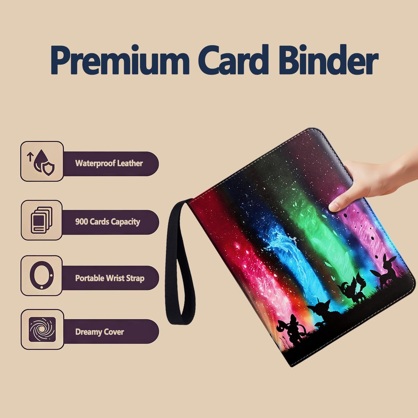 Card Binder 9 Pocket,Trading Card Binder 900 Pockets,Premium Collector's Album Display Zipper Binder,3-Ring MTG/TCG Card Holder Folder Gifts for Card