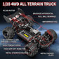 1:18 Scale RC Cars All Terrain Off Road 4WD Remote Control Car 36KM/H High Speed RC Monster Truck, Electric Vehicle with 2.4GHz Racing Car , Two 7.4V