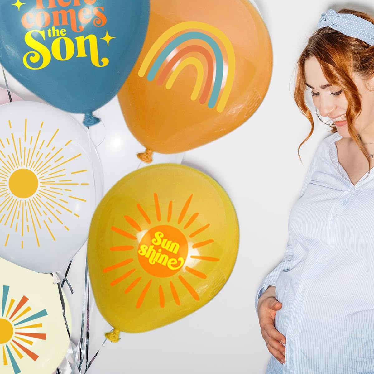Here Comes The Son Baby Shower Decorations,35pcs Boho First Trip Around The Sun Balloon,Sunshine Party Retro Latex Balloons for You are My Sunshine