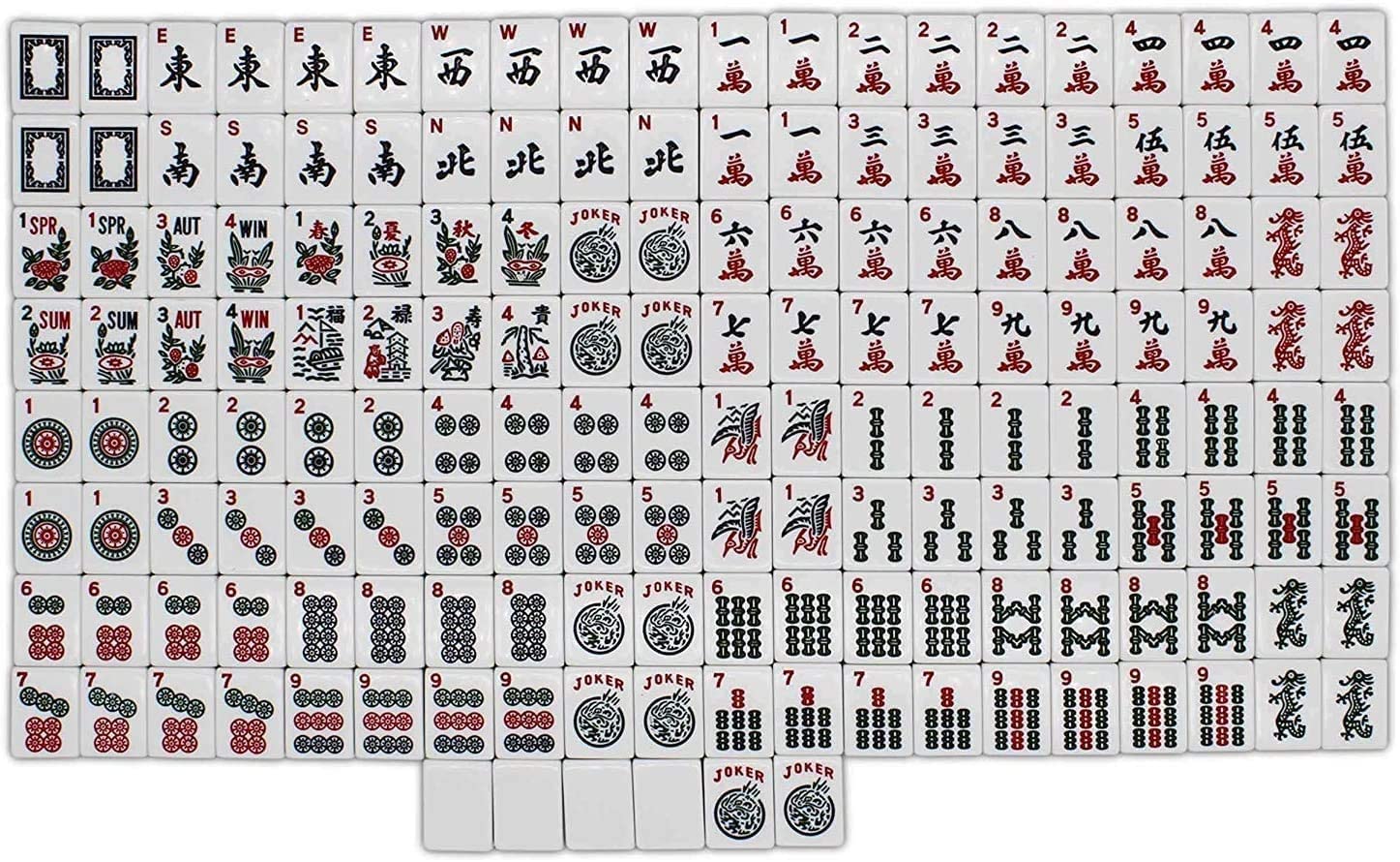 HNDTEK 166 Tiles American Mahjong Set Soft Bag with Combo Rack (Red)