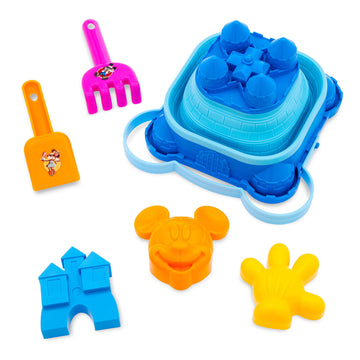Disney Store Official Mickey and Minnie Mouse Summer Fun Sand Bucket Set, 6-Piece Kids Beach Toys with Collapsible Beach Bucket, Rake, Shovel & Sand