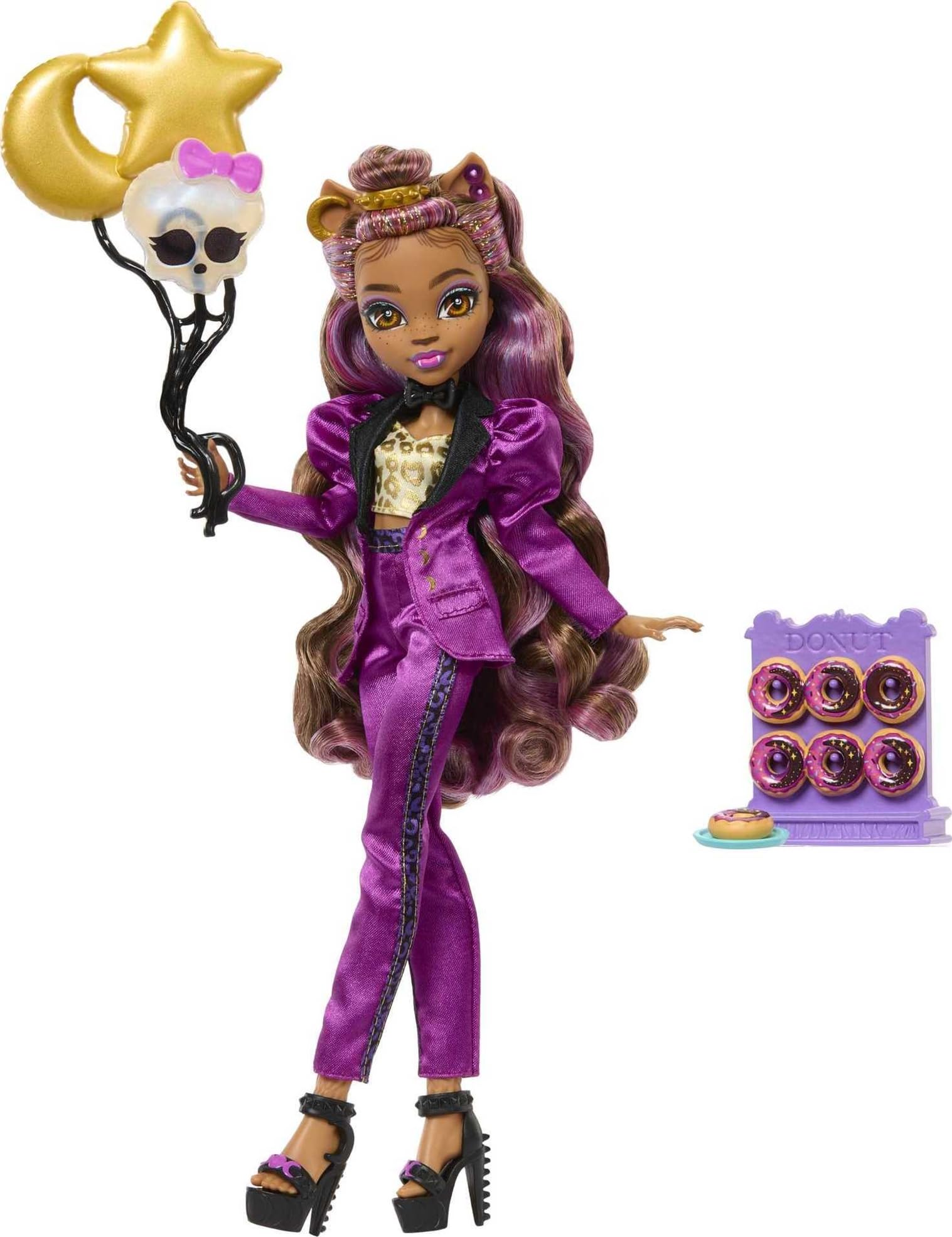 Monster High Doll, Clawdeen Wolf in Monster Ball Party Fashion with Themed Accessories Including Balloons