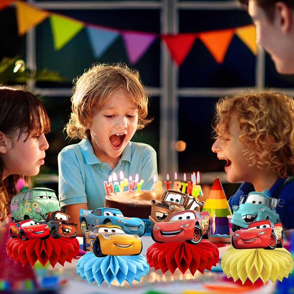 8Pcs Mcqueen Cars Table Centerpieces Birthday Party Supplies Double Side Table Decorations for Kids Party Decorations