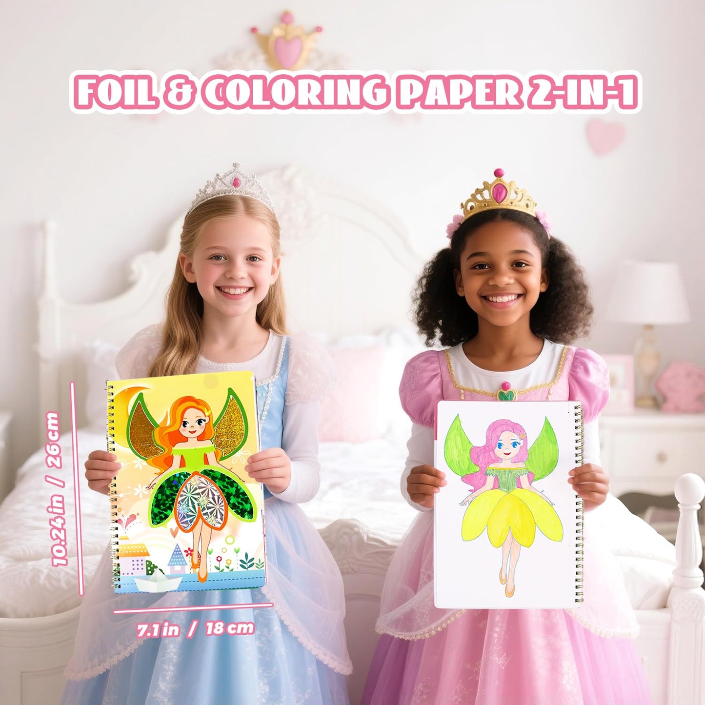 NaTuGi Foil Art Fun for Kids - Colorful Princess Theme Arts and Crafts Kits?Kids Fun Art Supplies ?Creative Birthday Gift ?Travel Toys?Suitable