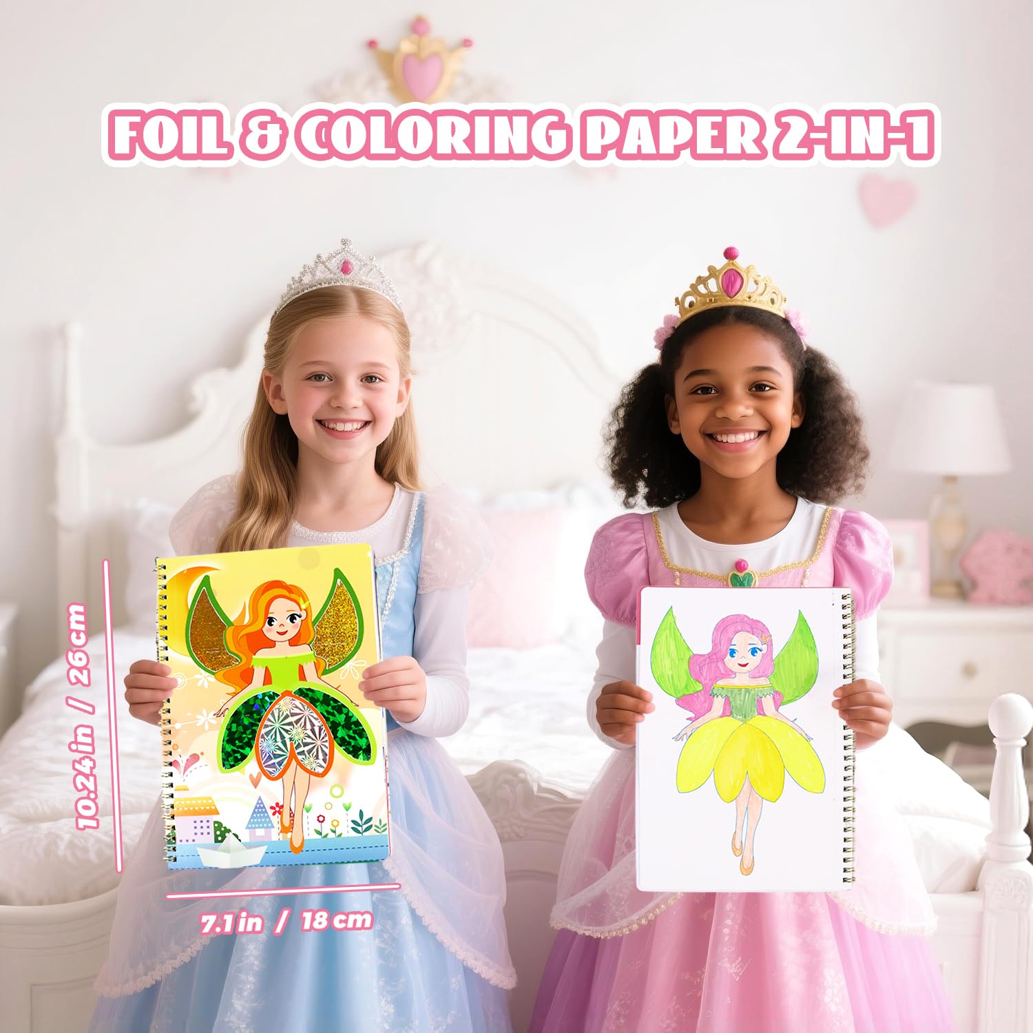 NaTuGi Foil Art Fun for Kids - Colorful Princess Theme Arts and Crafts Kits?Kids Fun Art Supplies ?Creative Birthday Gift ?Travel Toys?Suitable