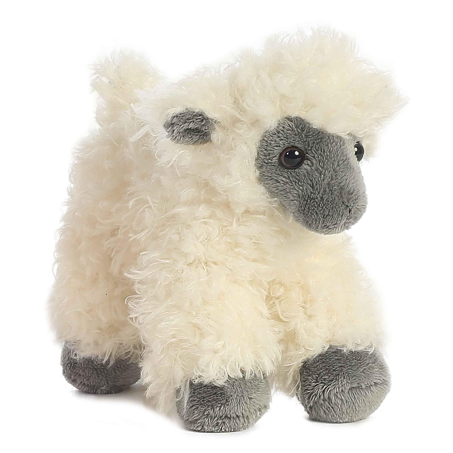 Aurora® Adorable Mini Flopsie™ Black Face Sheep Stuffed Animal - Playful Ease - Timeless Companions - White 8 Inches
