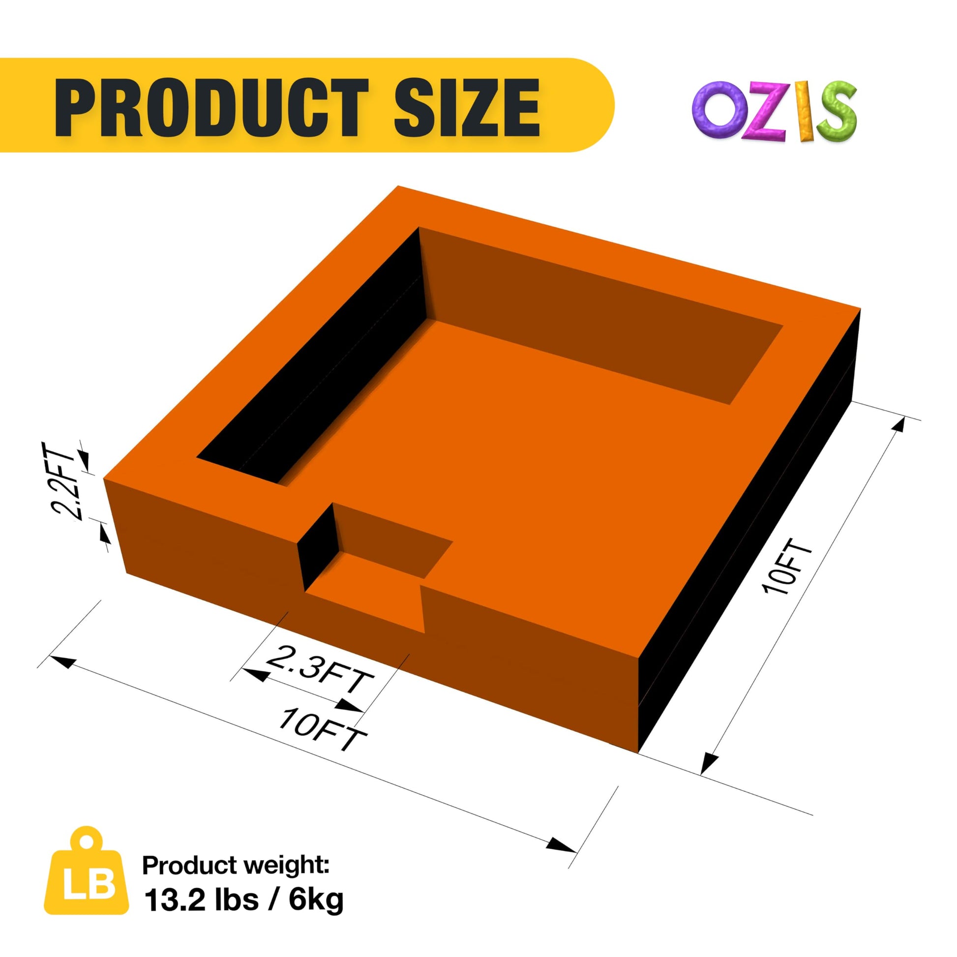 OZIS 10FT Ball Pit Inflatable Foam Pit with Built-in Blower, Portable Foam Party Pit for Indoor/Outdoor Activities Easy to Setup (Orange)