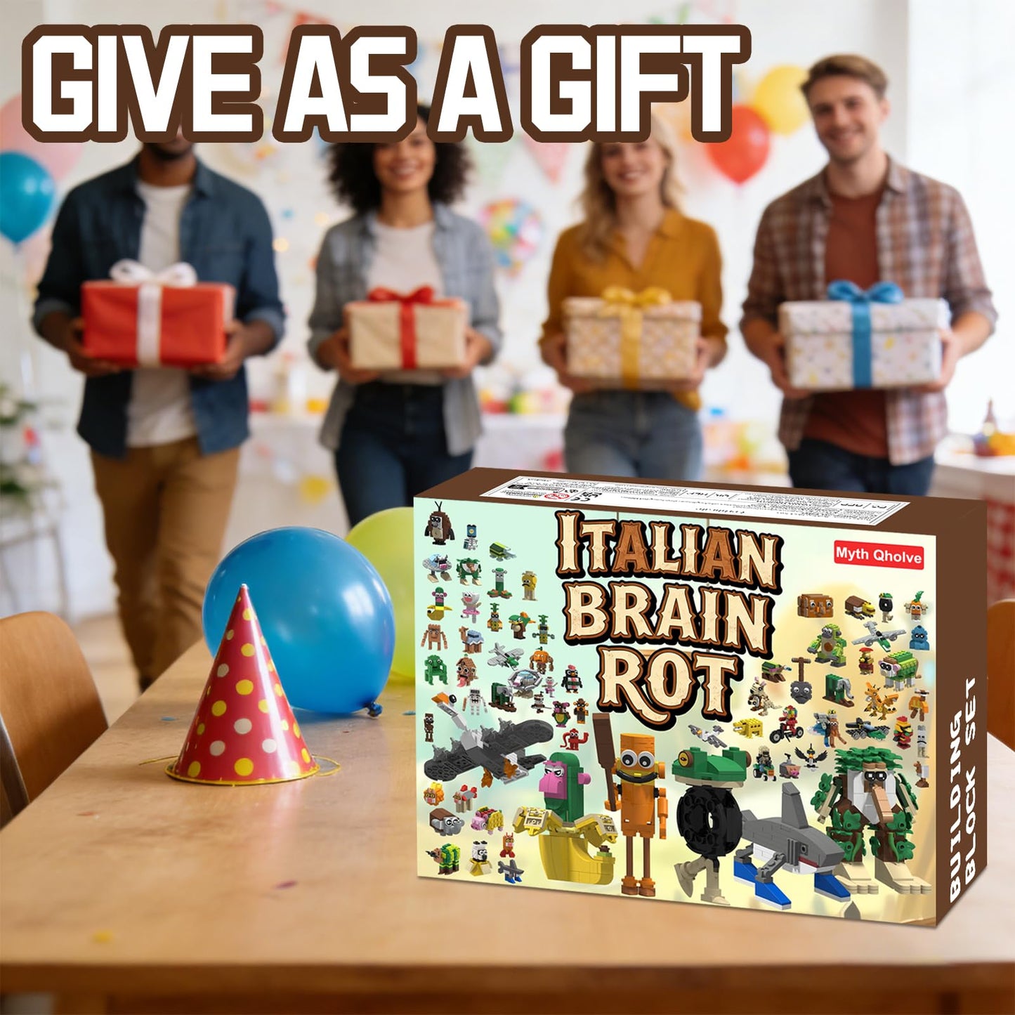 Myth Qholve Italian Brain Rot Unique Cartoon Characters Building Blocks 8 in 1 Educational & Entertaining Gift Idea for Kids Teens & Adults