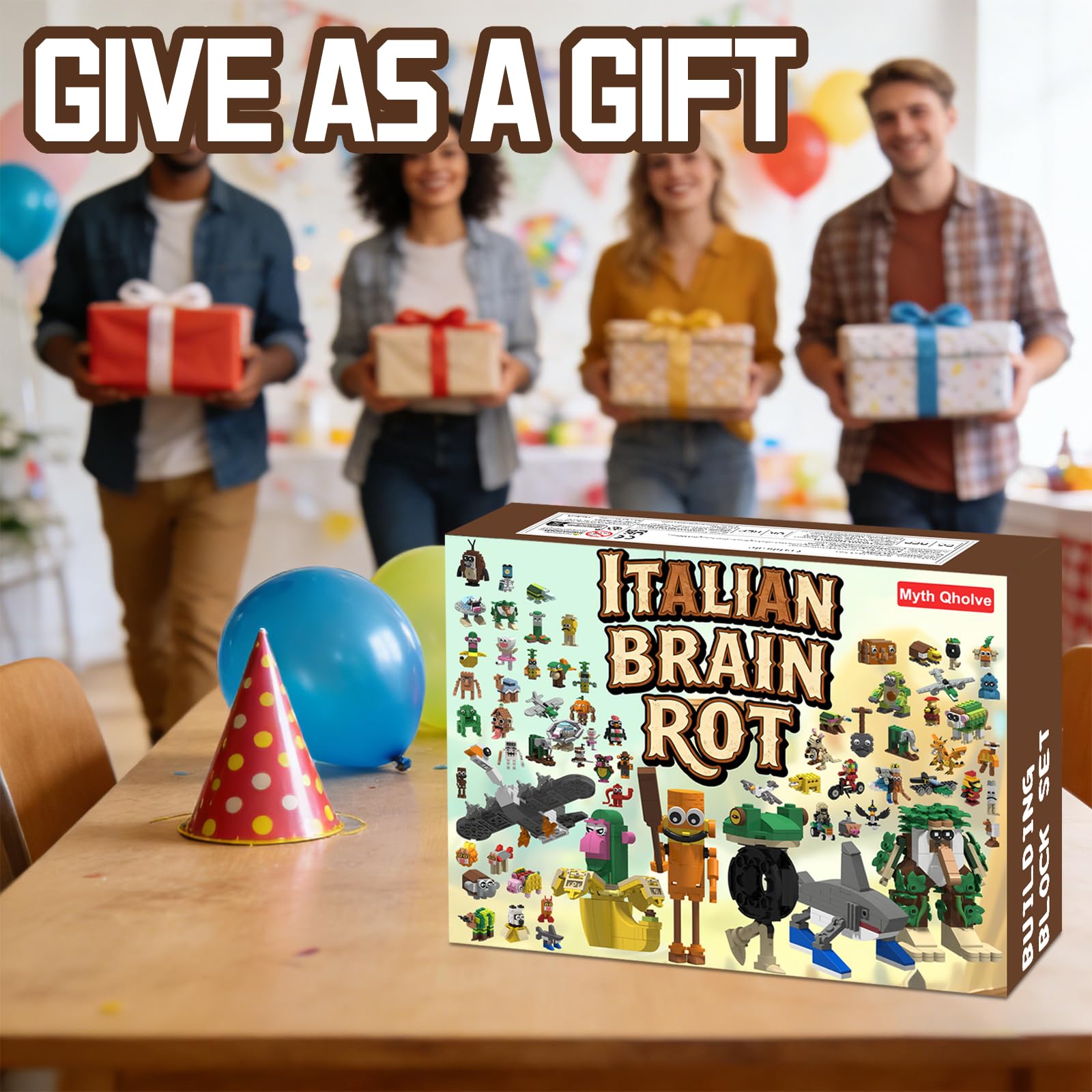 Myth Qholve Italian Brain Rot Unique Cartoon Characters Building Blocks 8 in 1 Educational & Entertaining Gift Idea for Kids Teens & Adults