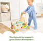 Melissa & Doug Wooden Shape Sorting Grocery Cart - Toddler Toys with 12 Blocks, Puzzle Board and Coffee Cup for Pretend Play and Montessori Toys - FSC
