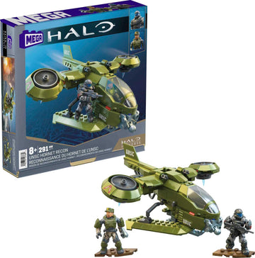 MEGA Halo Toy Vehicles Building Sets, UNSC Hornet Recon Aircraft with 2 Poseable, Collectable Micro Action Figures and Accessories