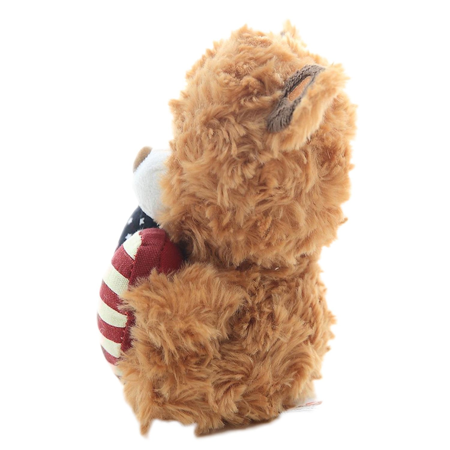 Plushland American Pillow Qbeba Bear, Plush Stuffed Animal Toy with Heart Printed American National Flag, Perfect Way to Celebrate Independence Day
