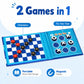 2-in-1 Travel Checkers and Tic Tac Toe Game for Kids Ages 8-12, Magnetic Checkers Board Game, Foldable Road Trip and Plane Activities