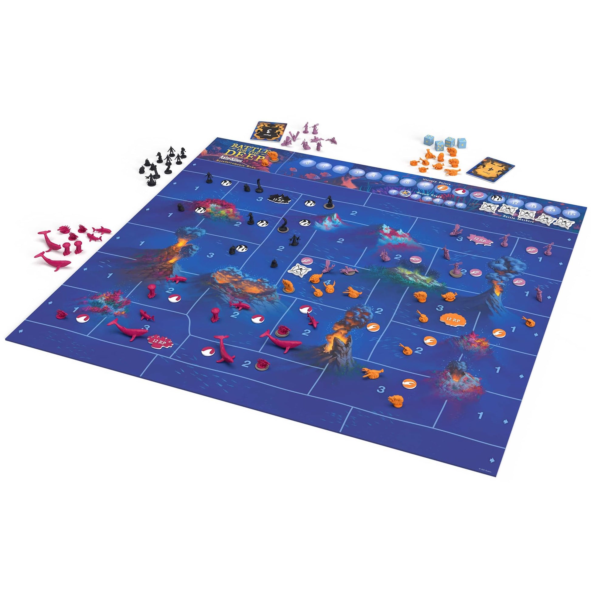 Renegade Game Studios Battle for The Deep Strategy Board Game, Axis & Allies, 2v2 Team-Based Tabletop Miniature Warfare