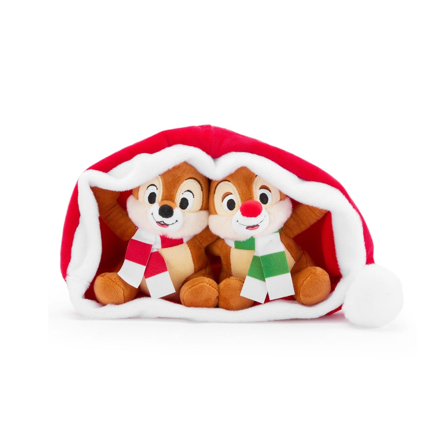 Disney Store Official Chip 'n Dale Holiday Plush Set in Santa Hat - 5 Inch Mini Stuffed Animals in a Santa Hat - Holiday Plush Figure Toys with Furry