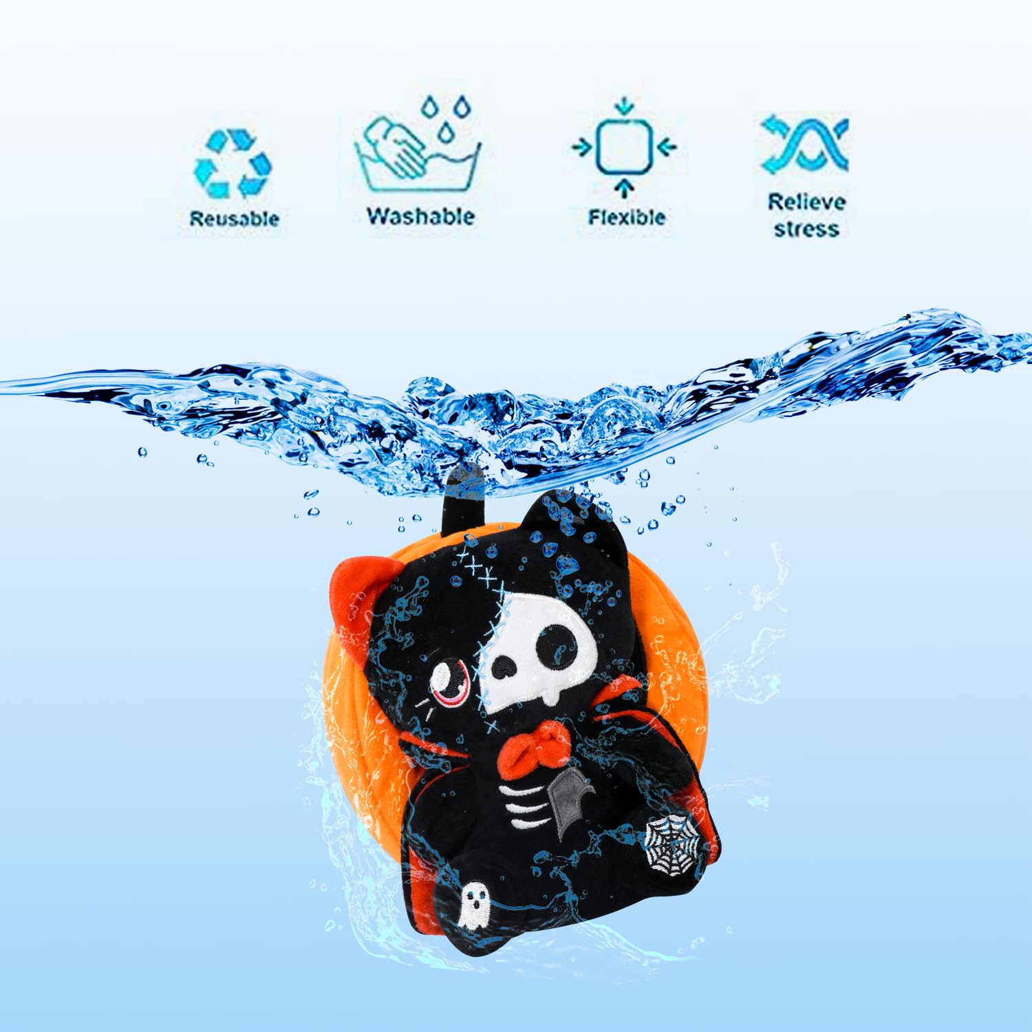 yohica Halloween Pumpkin Plush Toy, Reversible Vampire Bear Stuffed Animals,Pumpkin Plushies for Kids and Party Decoration