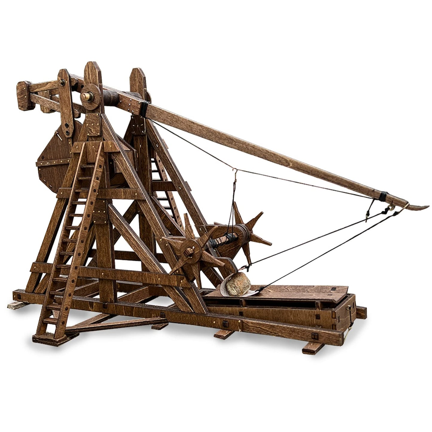 YAQUMW The MINI Counterweight Trebuchet Medieval Siege Equipment 3D Wooden Puzzle Model Kit for Adults, DIY STEM Project Tabletop Toy, Alder Veneer