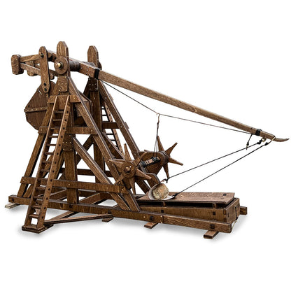 YAQUMW The MINI Counterweight Trebuchet Medieval Siege Equipment 3D Wooden Puzzle Model Kit for Adults, DIY STEM Project Tabletop Toy, Alder Veneer