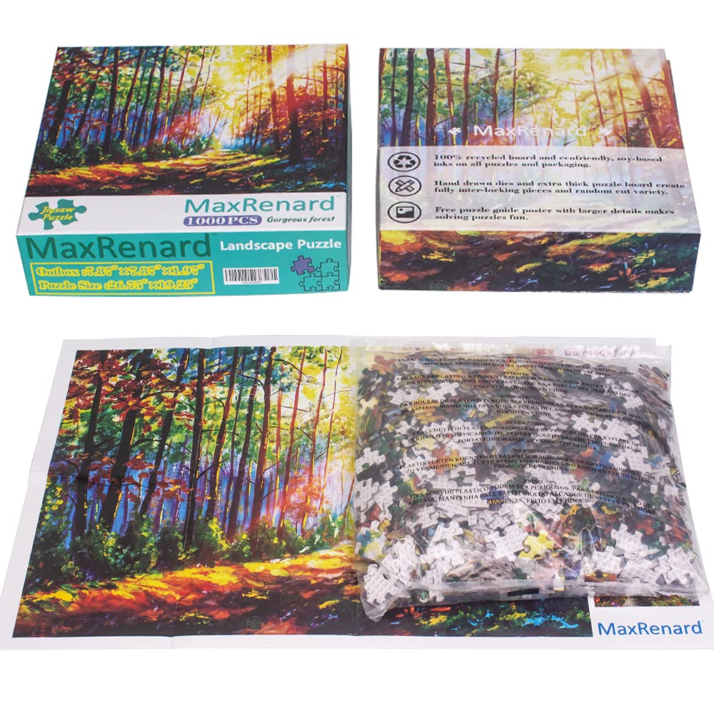 MaxRenard 1000 Pieces Jigsaw Puzzles for Adults Landscape Gorgeous Forest