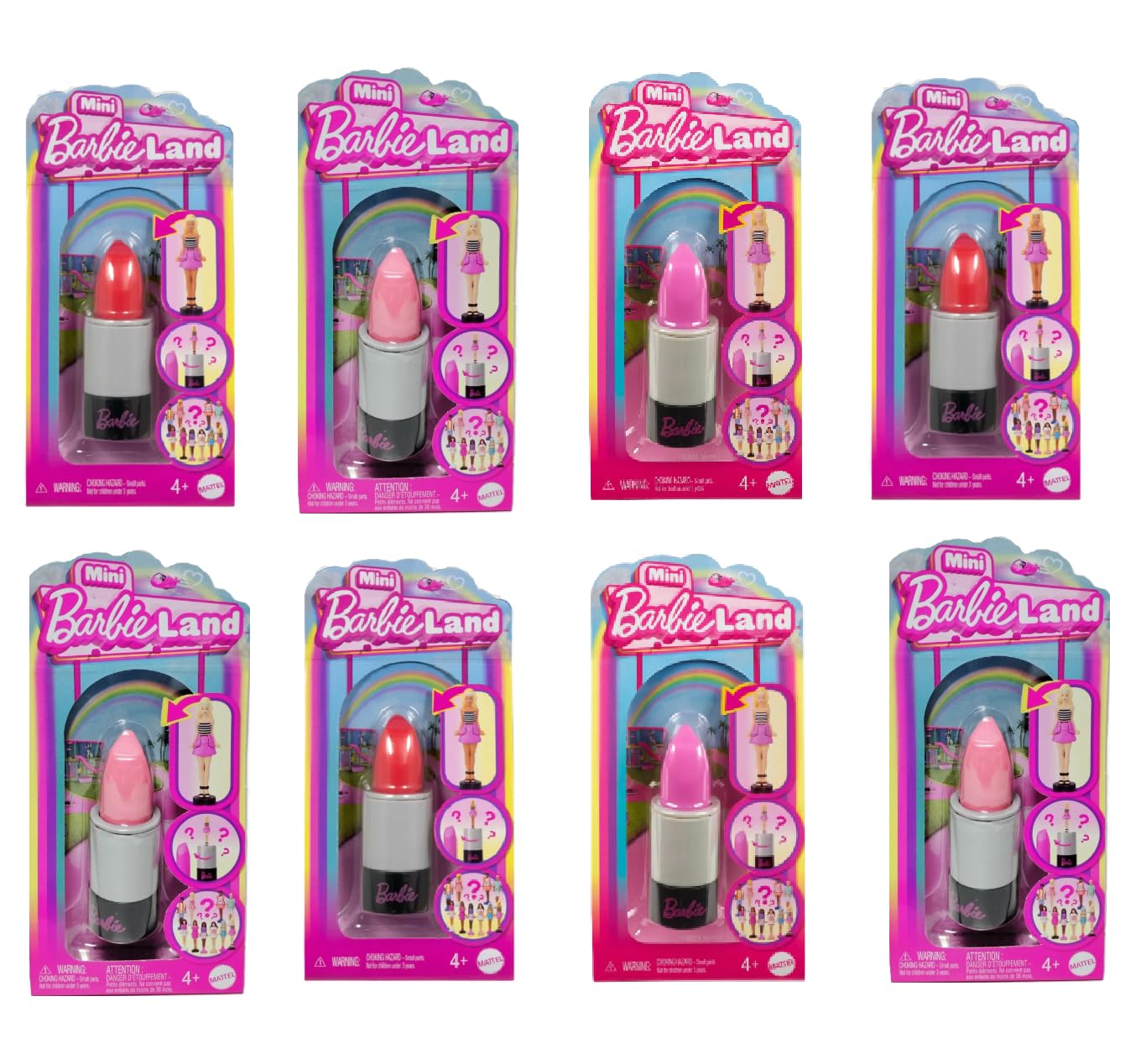 Barbie Mini BarbieLand Fashionistas Dolls, 1.5-inch Dolls in Lipstick Tube, Surprise Reveal (Styles May Vary) - Pack of 4