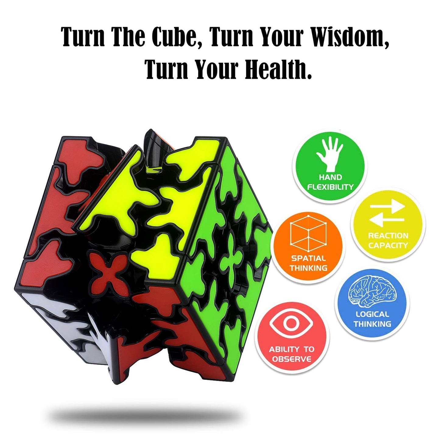 LOVK Magic Cube,Gear Cube,Speed Cube with 360-degree Rotating Three-Dimensional Gear Structure,Suitable for Brain Development Puzzle Games