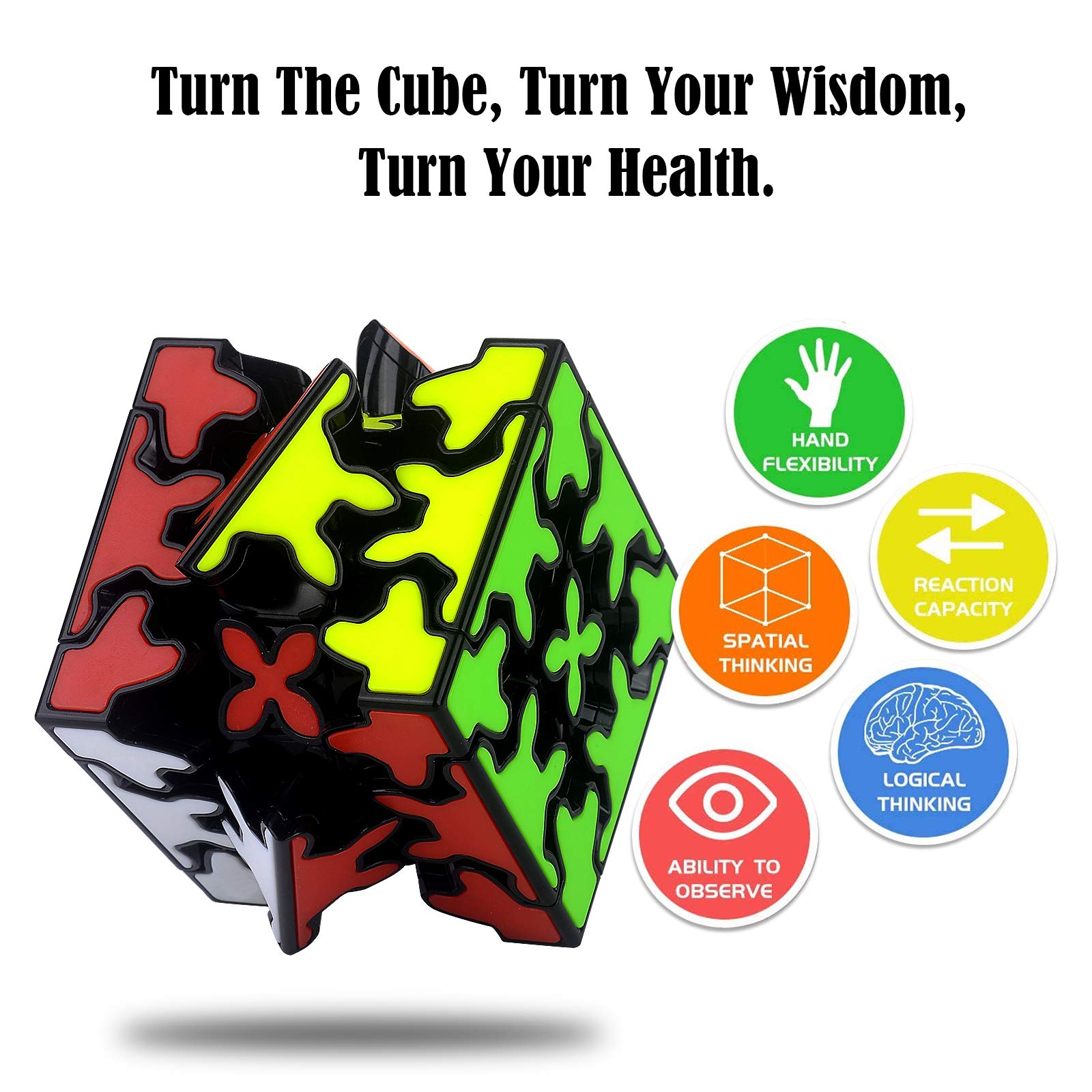 LOVK Magic Cube,Gear Cube,Speed Cube with 360-degree Rotating Three-Dimensional Gear Structure,Suitable for Brain Development Puzzle Games